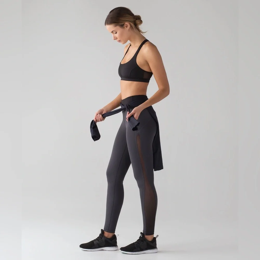 Lululemon Athletica Blue Tied/Black Gray Smooth Stride Tight Leggings size 6 - Picture 2 of 16
